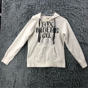 Fox Racing Hoodie XL Fits Smaller Spellout Logo Full Zip Jacket Fleece Lined